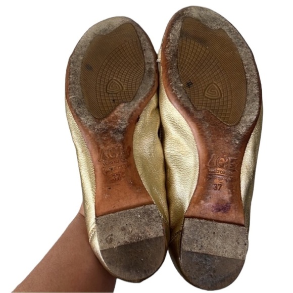 AGL Attilio Giusti Leombruni Monika Gold Metallic Snakeskin Ballet Loafer 37 - Picture 6 of 9